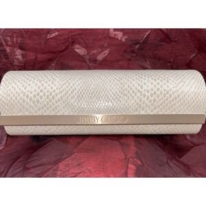 Jimmy Choo Eyeglass/Sunglass Hard Case Faux Beige Snakeskin Standard Size EUC